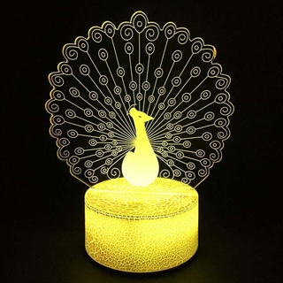 Påfugl 3D lampe